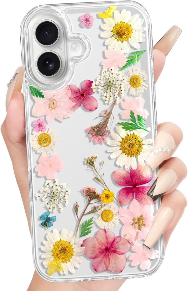 Loheckle for iPhone 16 Pro Max Case for Women - Girls Cute Glitter Dried Flower Floral Girly Aesthetic Kawaii Sparkle Sparkly Bling Unique Handmade Phone Cover for Apple 16 Promax 6.9", Simple - Image 107