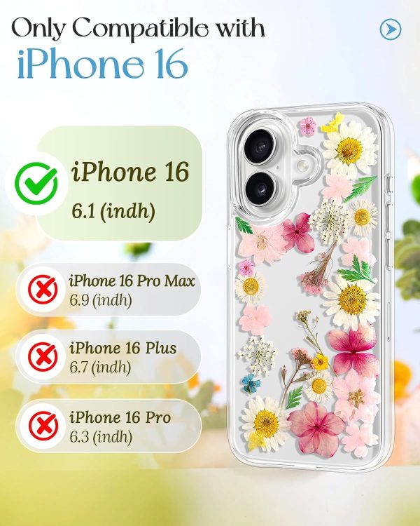 Loheckle for iPhone 16 Pro Max Case for Women - Girls Cute Glitter Dried Flower Floral Girly Aesthetic Kawaii Sparkle Sparkly Bling Unique Handmade Phone Cover for Apple 16 Promax 6.9", Simple - Image 108