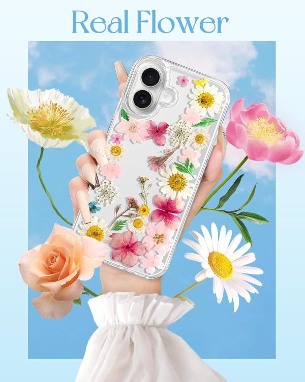 Loheckle for iPhone 16 Pro Max Case for Women - Girls Cute Glitter Dried Flower Floral Girly Aesthetic Kawaii Sparkle Sparkly Bling Unique Handmade Phone Cover for Apple 16 Promax 6.9", Simple - Image 109
