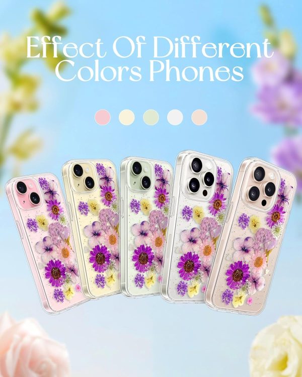 Loheckle for iPhone 16 Pro Max Case for Women - Girls Cute Glitter Dried Flower Floral Girly Aesthetic Kawaii Sparkle Sparkly Bling Unique Handmade Phone Cover for Apple 16 Promax 6.9", Simple - Image 119
