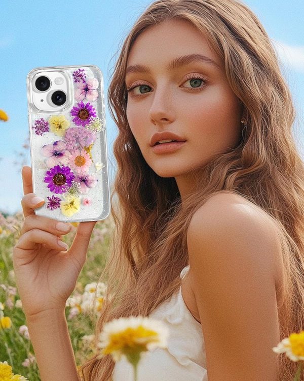 Loheckle for iPhone 16 Pro Max Case for Women - Girls Cute Glitter Dried Flower Floral Girly Aesthetic Kawaii Sparkle Sparkly Bling Unique Handmade Phone Cover for Apple 16 Promax 6.9", Simple - Image 120