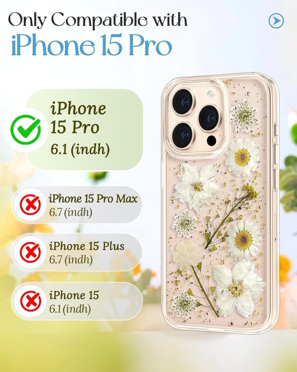 Loheckle for iPhone 16 Pro Max Case for Women - Girls Cute Glitter Dried Flower Floral Girly Aesthetic Kawaii Sparkle Sparkly Bling Unique Handmade Phone Cover for Apple 16 Promax 6.9", Simple - Image 122