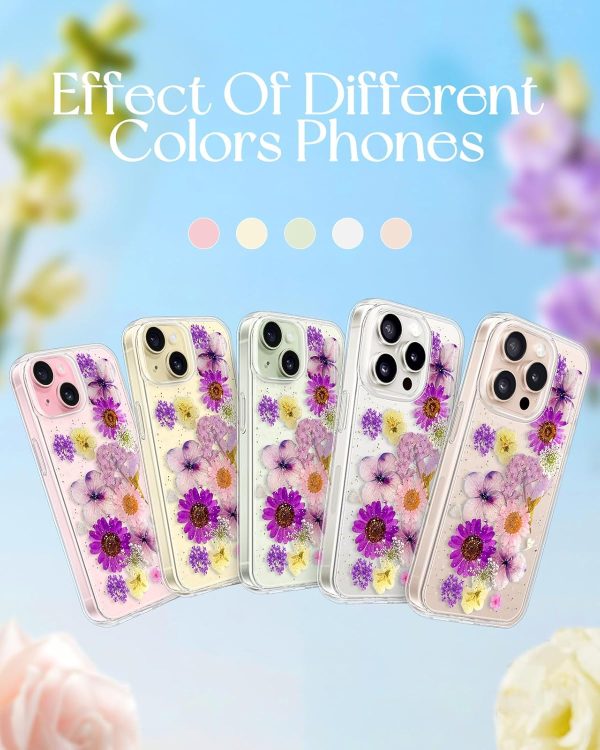 Loheckle for iPhone 16 Pro Max Case for Women - Girls Cute Glitter Dried Flower Floral Girly Aesthetic Kawaii Sparkle Sparkly Bling Unique Handmade Phone Cover for Apple 16 Promax 6.9", Simple - Image 135