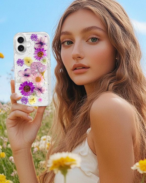 Loheckle for iPhone 16 Pro Max Case for Women - Girls Cute Glitter Dried Flower Floral Girly Aesthetic Kawaii Sparkle Sparkly Bling Unique Handmade Phone Cover for Apple 16 Promax 6.9", Simple - Image 136
