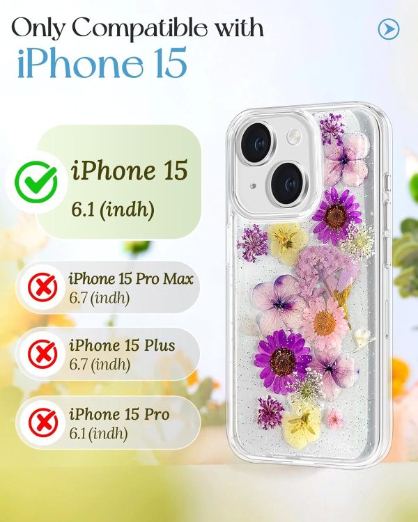 Loheckle for iPhone 16 Pro Max Case for Women - Girls Cute Glitter Dried Flower Floral Girly Aesthetic Kawaii Sparkle Sparkly Bling Unique Handmade Phone Cover for Apple 16 Promax 6.9", Simple - Image 138