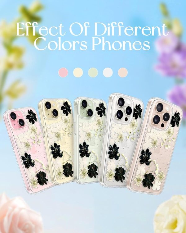 Loheckle for iPhone 16 Pro Max Case for Women - Girls Cute Glitter Dried Flower Floral Girly Aesthetic Kawaii Sparkle Sparkly Bling Unique Handmade Phone Cover for Apple 16 Promax 6.9", Simple - Image 143