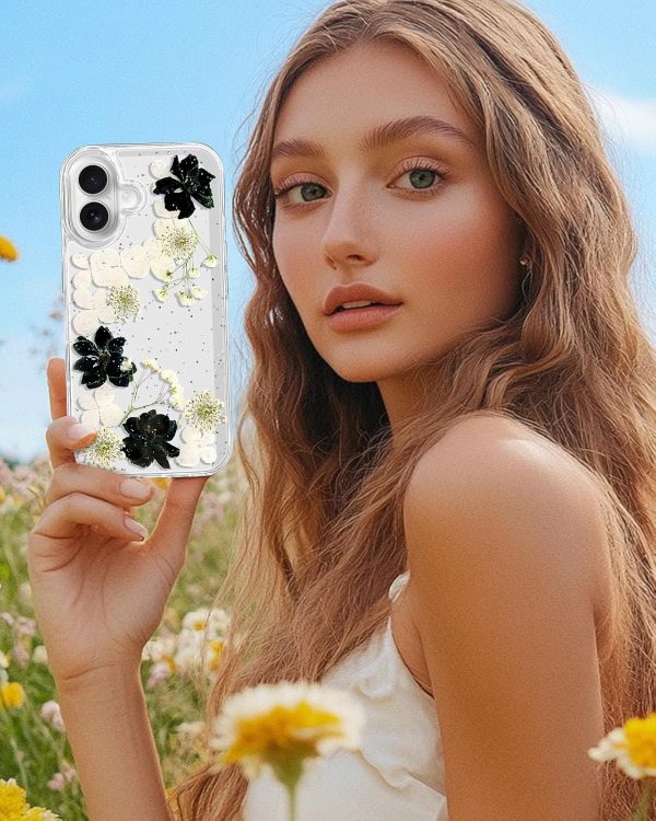 Loheckle for iPhone 16 Pro Max Case for Women - Girls Cute Glitter Dried Flower Floral Girly Aesthetic Kawaii Sparkle Sparkly Bling Unique Handmade Phone Cover for Apple 16 Promax 6.9", Simple - Image 144