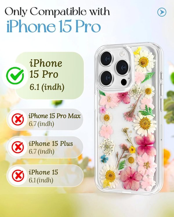 Loheckle for iPhone 16 Pro Max Case for Women - Girls Cute Glitter Dried Flower Floral Girly Aesthetic Kawaii Sparkle Sparkly Bling Unique Handmade Phone Cover for Apple 16 Promax 6.9", Simple - Image 149