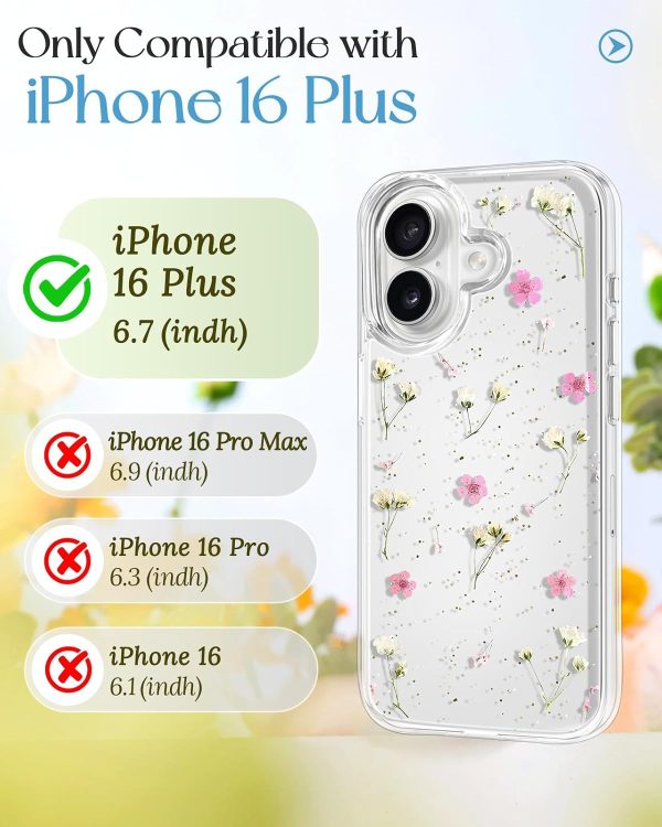 Loheckle for iPhone 16 Pro Max Case for Women - Girls Cute Glitter Dried Flower Floral Girly Aesthetic Kawaii Sparkle Sparkly Bling Unique Handmade Phone Cover for Apple 16 Promax 6.9", Simple - Image 151