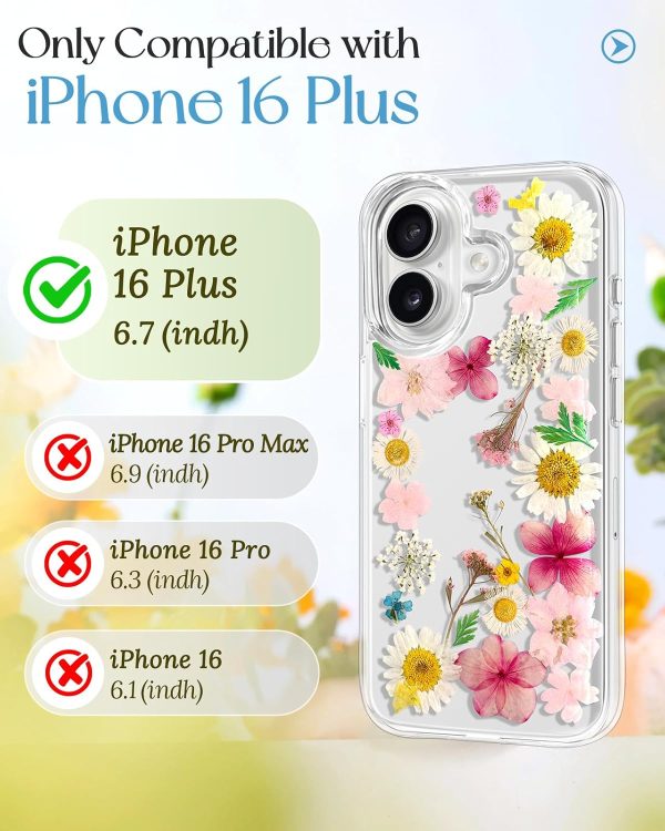 Loheckle for iPhone 16 Pro Max Case for Women - Girls Cute Glitter Dried Flower Floral Girly Aesthetic Kawaii Sparkle Sparkly Bling Unique Handmade Phone Cover for Apple 16 Promax 6.9", Simple - Image 155